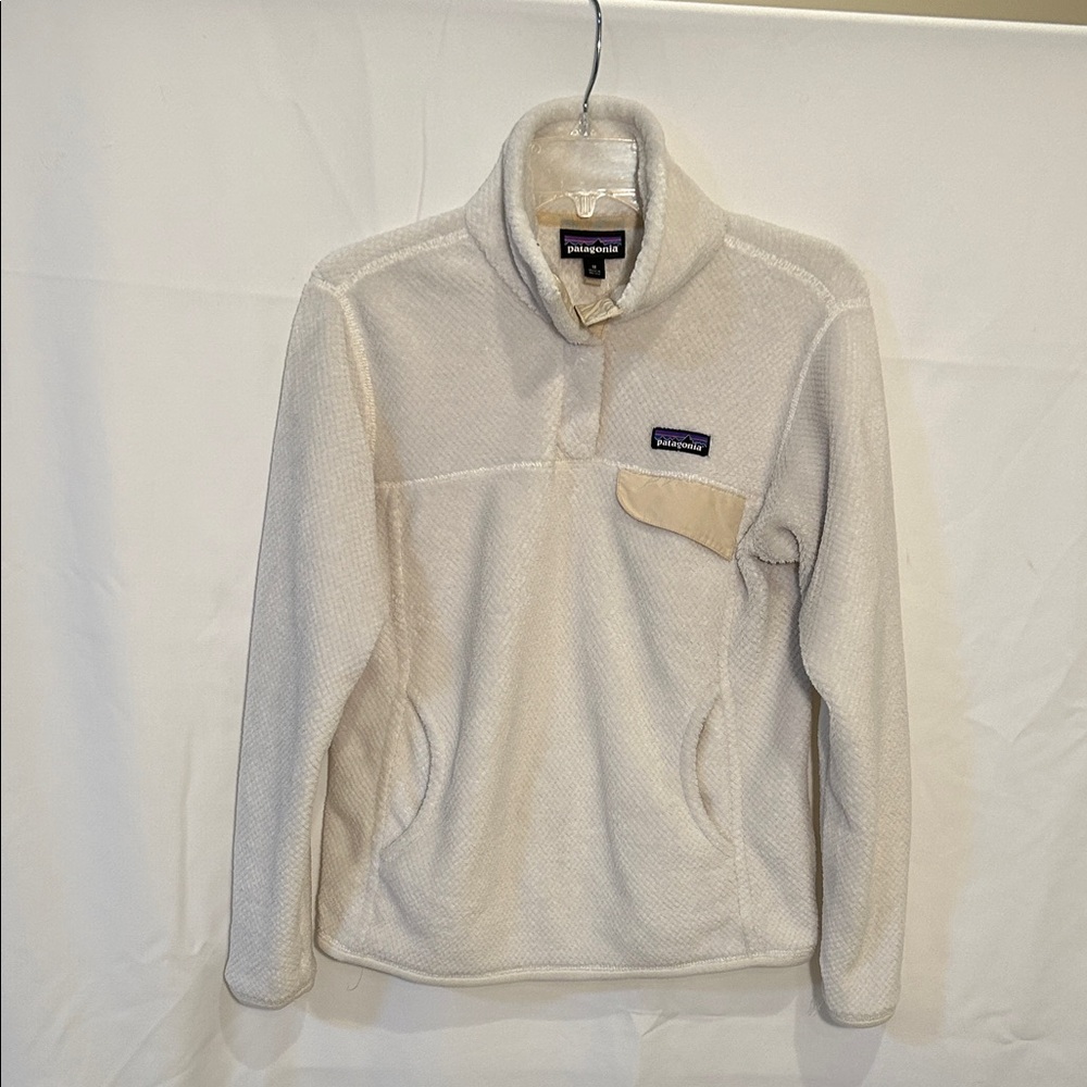 Patagonia Polartec Cream Quarter-Snap Fleece Pullover Size Medium
